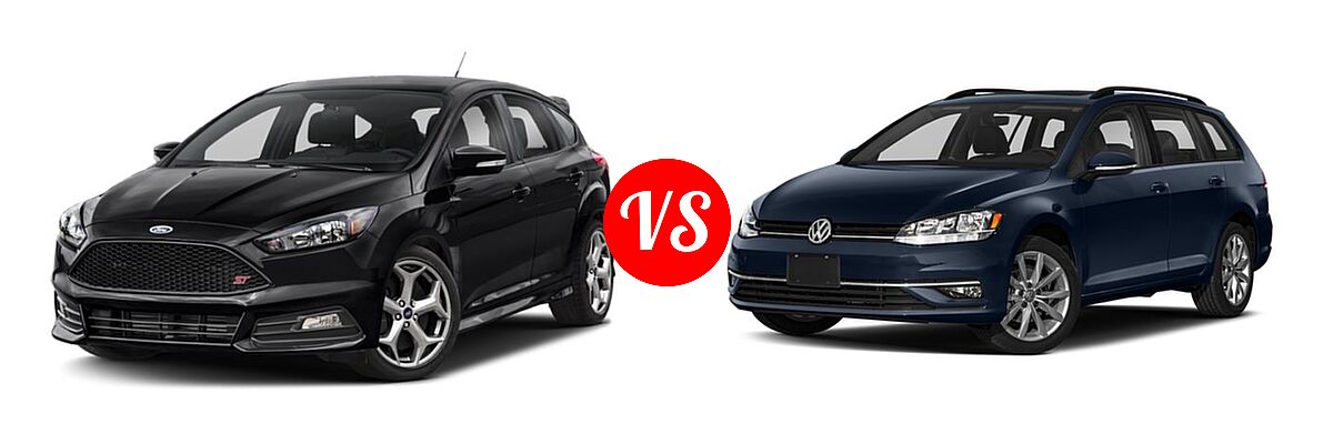 2018 Ford Focus ST Hatchback ST vs. 2018 Volkswagen Golf SportWagen Hatchback S / SE / SEL - Front Left Comparison
