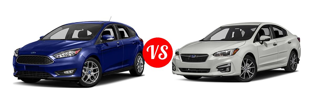 2018 Ford Focus Hatchback SE / SEL vs. 2018 Subaru Impreza Hatchback Limited - Front Left Comparison