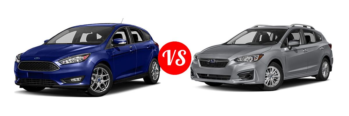 2018 Ford Focus Hatchback SE / SEL vs. 2018 Subaru Impreza Hatchback 2.0i 5-door Manual / Premium - Front Left Comparison