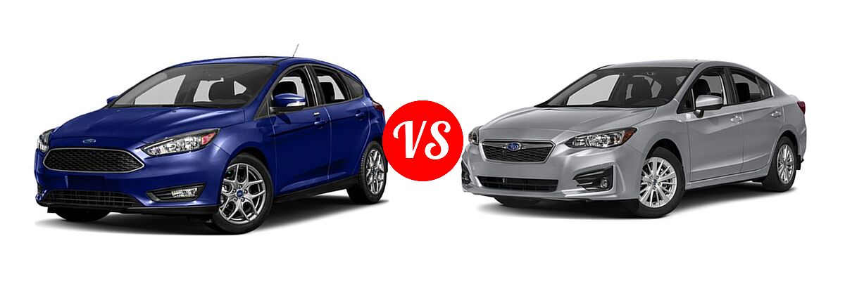 2018 Ford Focus Hatchback SE / SEL vs. 2018 Subaru Impreza Hatchback Premium - Front Left Comparison