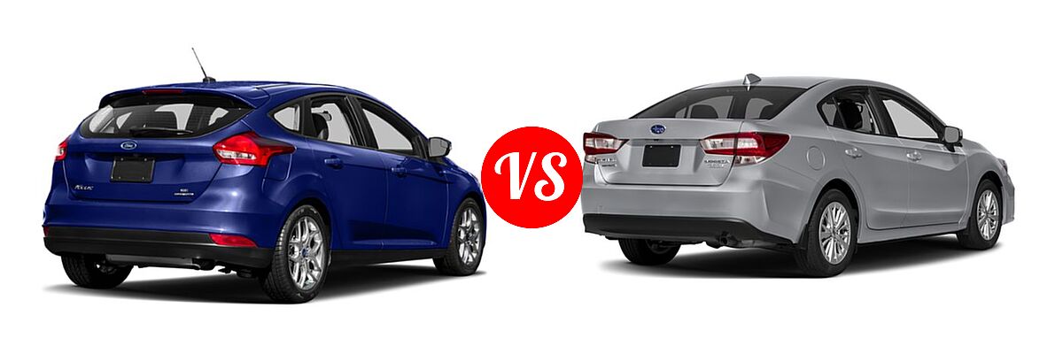2018 Ford Focus Hatchback SE / SEL vs. 2018 Subaru Impreza Hatchback Premium - Rear Right Comparison