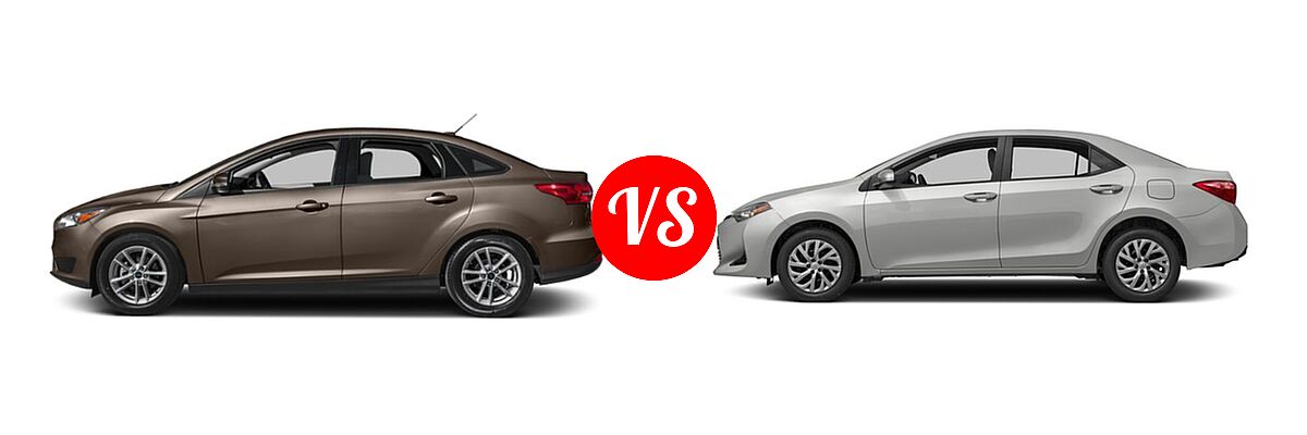 2018 Ford Focus Sedan S / SE / SEL vs. 2018 Toyota Corolla Sedan L / LE / LE Eco / LE Eco w/Package 1 / XLE - Side Comparison