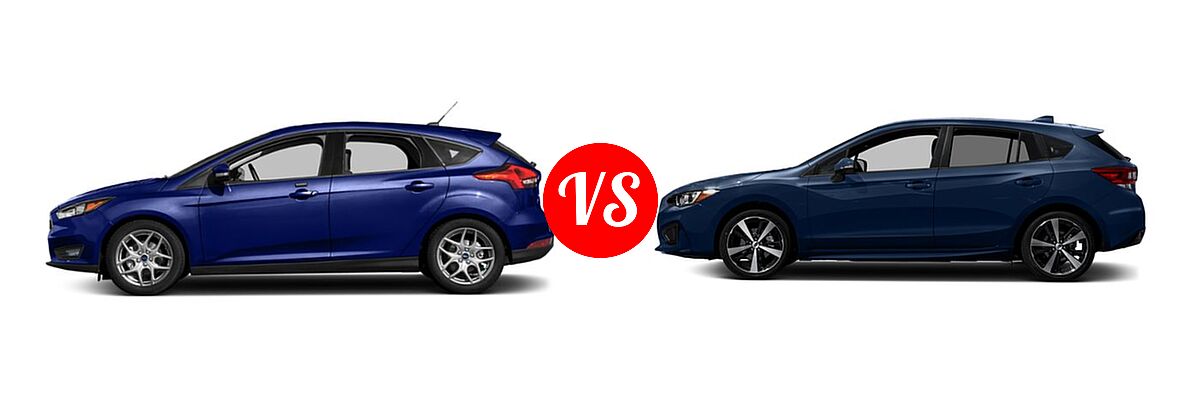 2018 Ford Focus Hatchback SE / SEL vs. 2018 Subaru Impreza Hatchback Sport - Side Comparison
