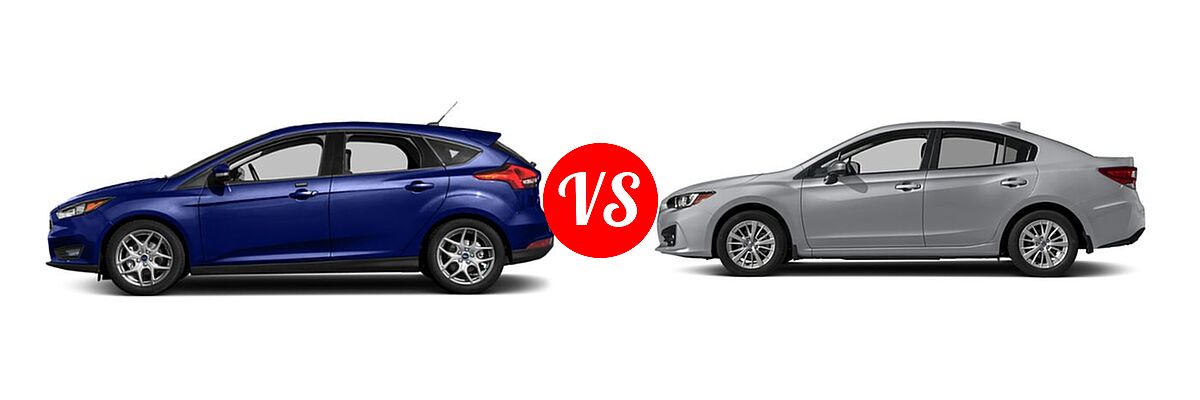 2018 Ford Focus Hatchback SE / SEL vs. 2018 Subaru Impreza Hatchback Premium - Side Comparison