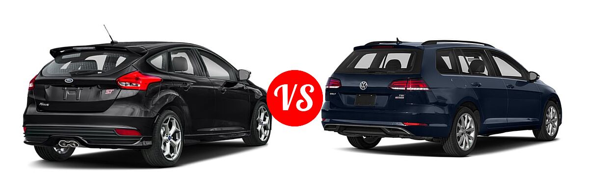 2018 Ford Focus ST Hatchback ST vs. 2018 Volkswagen Golf SportWagen Hatchback S / SE / SEL - Rear Right Comparison