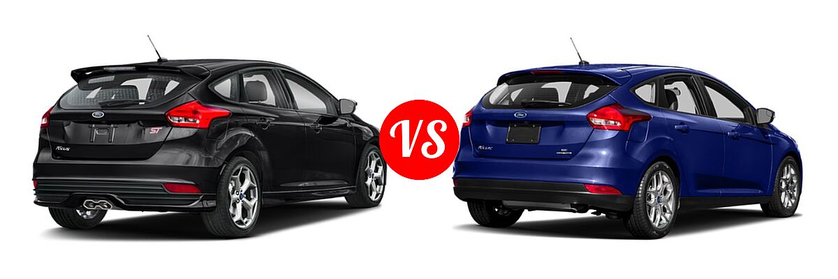 2018 Ford Focus ST Hatchback ST vs. 2018 Ford Focus Hatchback SE / SEL - Rear Right Comparison