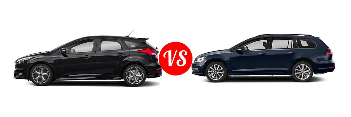 2018 Ford Focus ST Hatchback ST vs. 2018 Volkswagen Golf SportWagen Hatchback S / SE / SEL - Side Comparison
