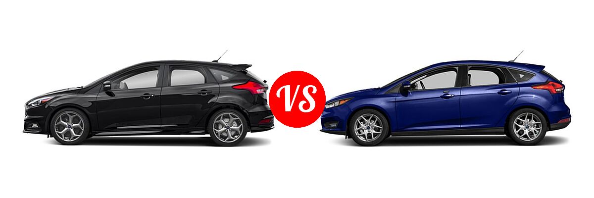 2018 Ford Focus ST Hatchback ST vs. 2018 Ford Focus Hatchback SE / SEL - Side Comparison