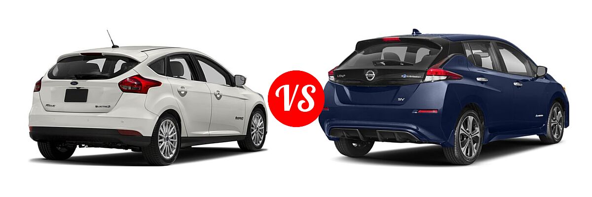 2018 Ford Focus Hatchback Electric Electric vs. 2020 Nissan Leaf Hatchback Electric S / S PLUS / SL PLUS / SV / SV PLUS - Rear Right Comparison