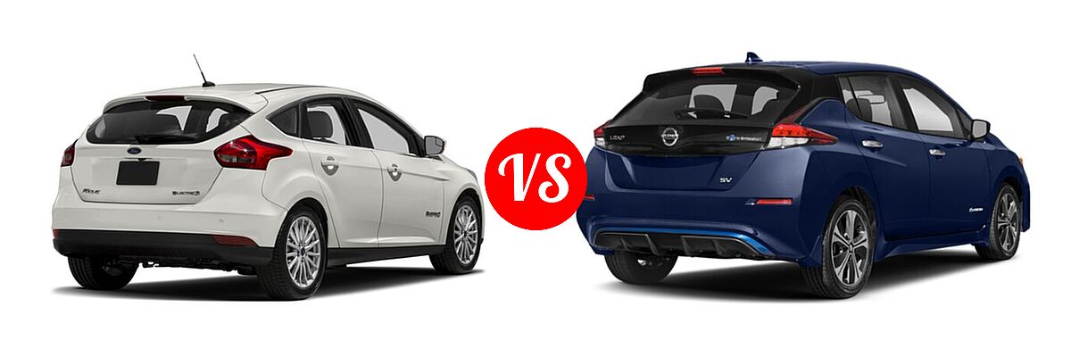 2018 Ford Focus Hatchback Electric Electric vs. 2021 Nissan Leaf Hatchback Electric S / S PLUS / SL PLUS / SV / SV PLUS - Rear Right Comparison