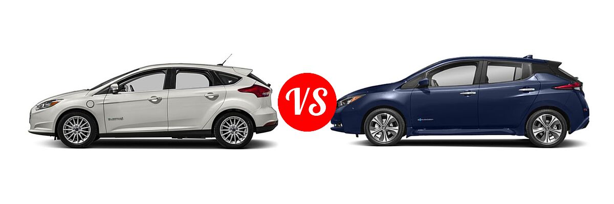 2018 Ford Focus Hatchback Electric Electric vs. 2019 Nissan Leaf Hatchback Electric S / SL / SV - Side Comparison