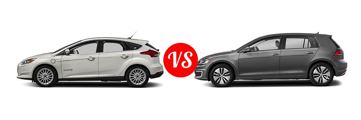2018 Ford Focus Hatchback Electric Electric vs. 2018 Volkswagen e-Golf Hatchback Electric SE / SEL / SEL Premium - Side Comparison