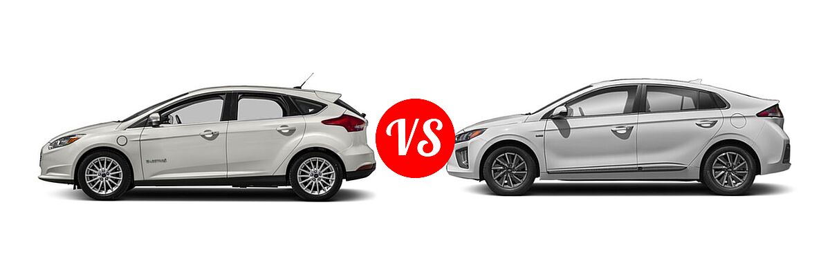 2018 Ford Focus Hatchback Electric Electric vs. 2021 Hyundai Ioniq Electric Hatchback Electric SE - Side Comparison