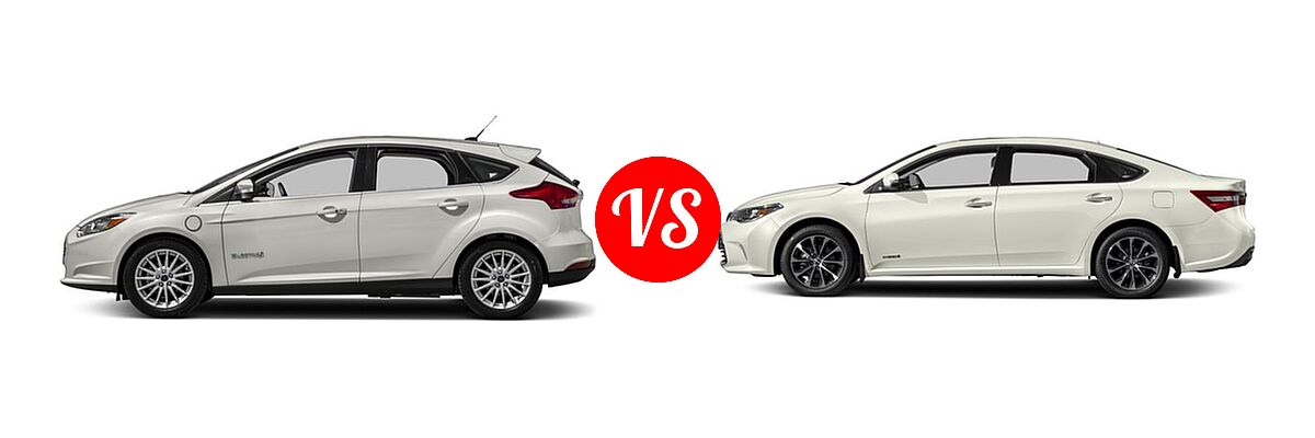 2018 Ford Focus Hatchback Electric Electric vs. 2018 Toyota Avalon Hybrid Sedan Hybrid XLE Plus / Hybrid XLE Premium - Side Comparison
