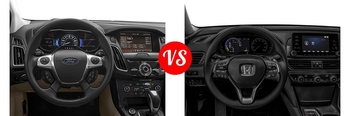 2018 Ford Focus Hatchback Electric Electric vs. 2018 Honda Accord Hybrid Sedan Hybrid Sedan - Dashboard Comparison