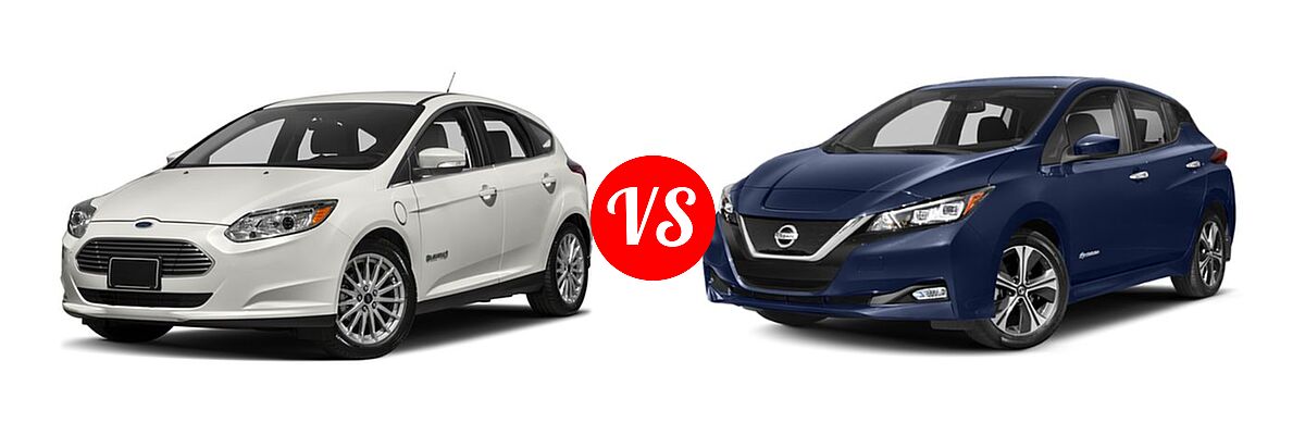 2018 Ford Focus Hatchback Electric Electric vs. 2019 Nissan Leaf Hatchback Electric S / SL / SV - Front Left Comparison