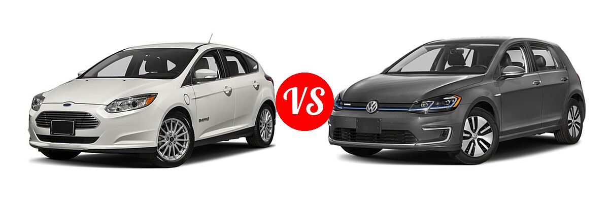 2018 Ford Focus Hatchback Electric Electric vs. 2018 Volkswagen e-Golf Hatchback Electric SE / SEL / SEL Premium - Front Left Comparison