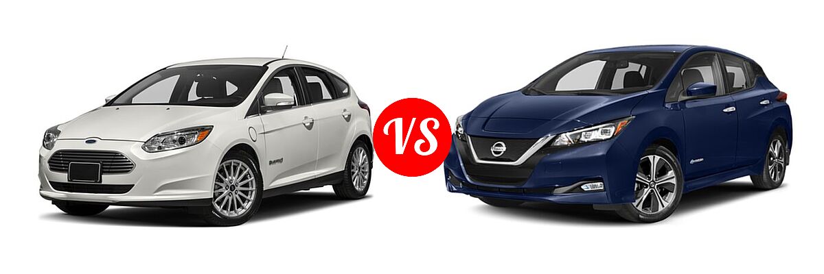 2018 Ford Focus Hatchback Electric Electric vs. 2021 Nissan Leaf Hatchback Electric S / S PLUS / SL PLUS / SV / SV PLUS - Front Left Comparison