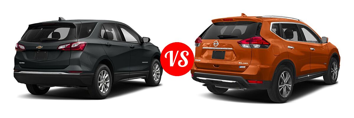 2019 Chevrolet Equinox SUV L / LS vs. 2019 Nissan Rogue SUV Hybrid SL Hybrid / SV Hybrid - Rear Right Comparison