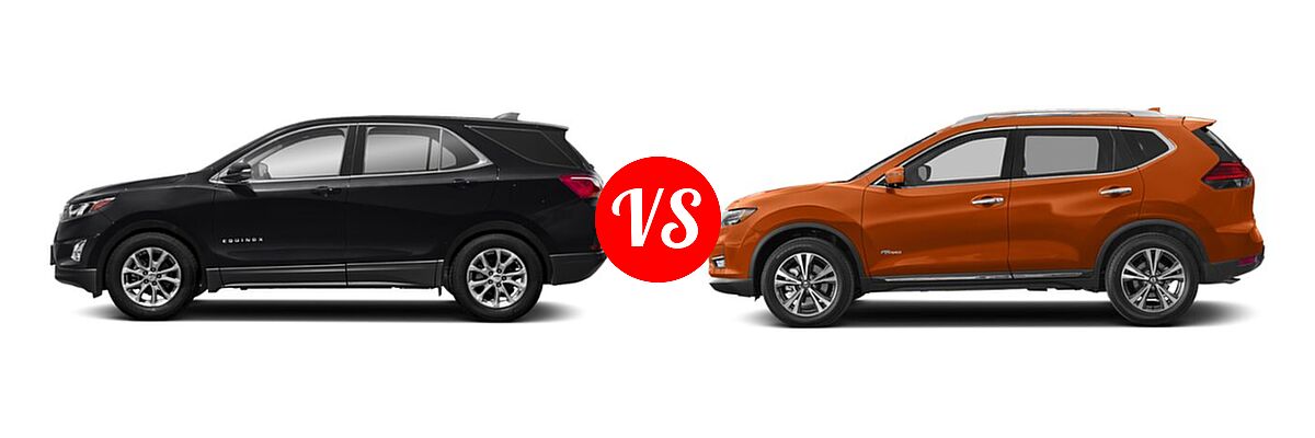 2019 Chevrolet Equinox SUV LT vs. 2019 Nissan Rogue SUV Hybrid SL Hybrid / SV Hybrid - Side Comparison