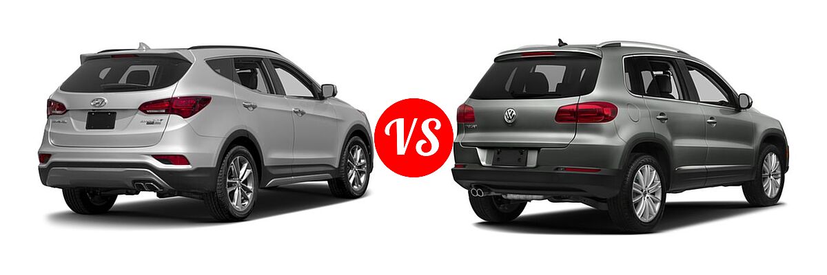 2017 Hyundai Santa Fe Sport SUV 2.0T Ultimate vs. 2017 Volkswagen Tiguan SUV S / SEL / Wolfsburg Edition - Rear Right Comparison