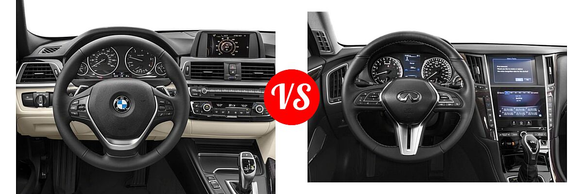 2018 BMW 3 Series Sedan Diesel 328d / 328d xDrive vs. 2019 Infiniti Q50 Sedan 2.0t PURE / 3.0t LUXE - Dashboard Comparison