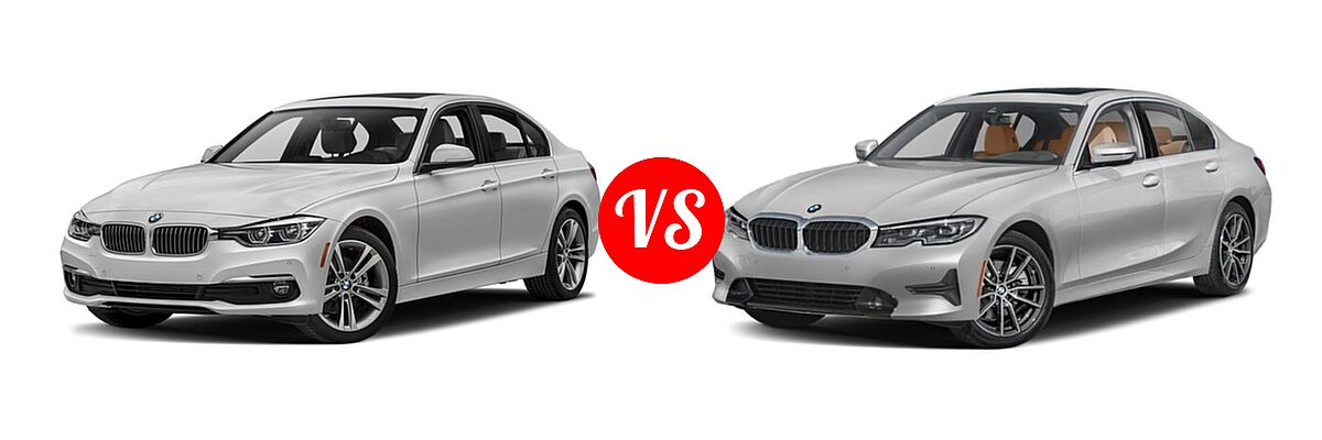 2018 BMW 3 Series Sedan Diesel 328d / 328d xDrive vs. 2022 BMW 3 Series Sedan 330i / 330i xDrive - Front Left Comparison