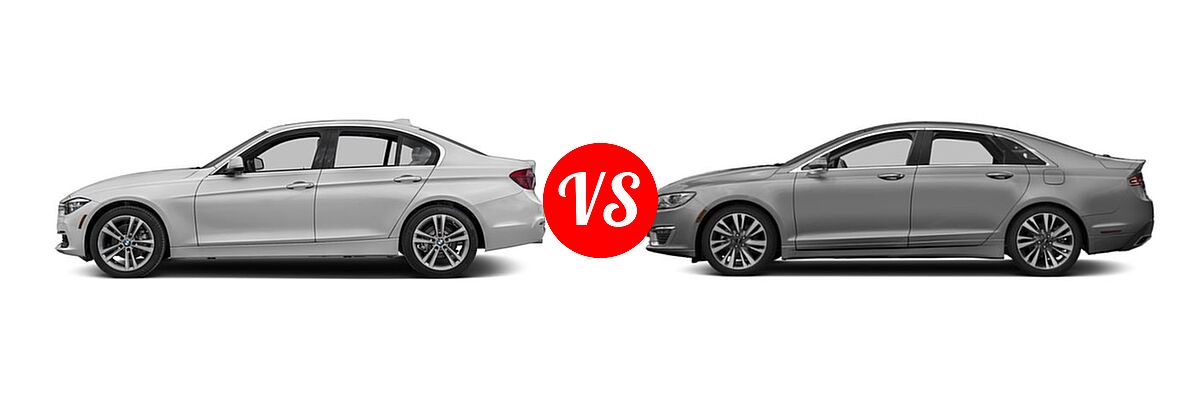 2018 BMW 3 Series Sedan Diesel 328d / 328d xDrive vs. 2019 Lincoln MKZ Sedan AWD / FWD / Reserve I / Reserve II - Side Comparison