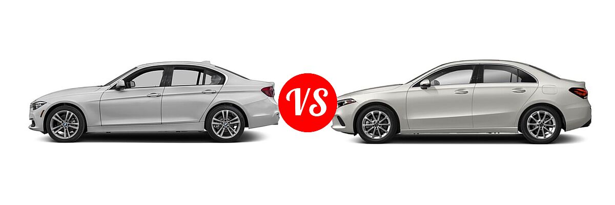 2018 BMW 3 Series Sedan Diesel 328d / 328d xDrive vs. 2021 Mercedes-Benz A-Class Sedan A 220 - Side Comparison