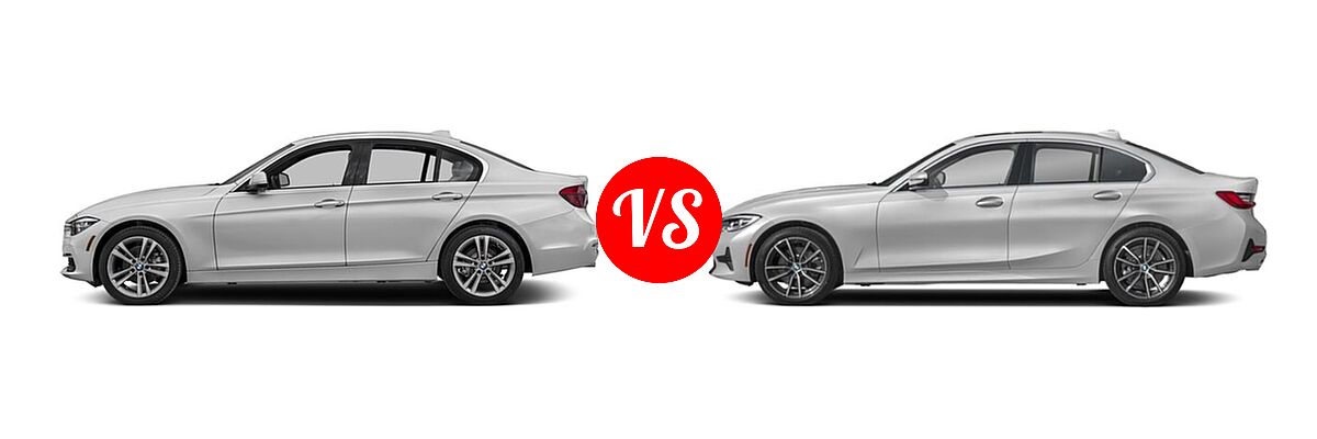 2018 BMW 3 Series Sedan Diesel 328d / 328d xDrive vs. 2022 BMW 3 Series Sedan 330i / 330i xDrive - Side Comparison