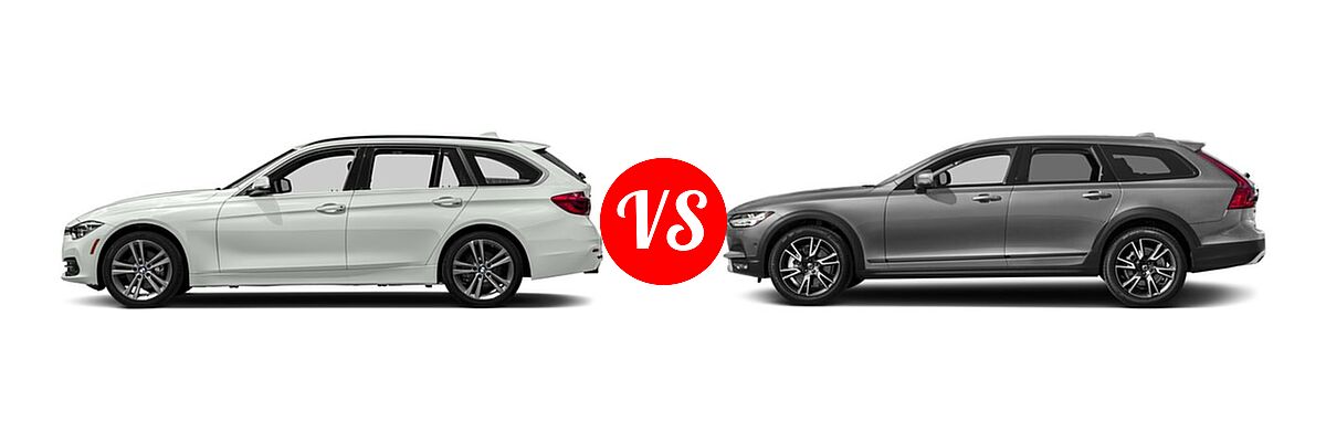 2018 BMW 3 Series Wagon Diesel 328d xDrive vs. 2018 Volvo V90 Cross Country Wagon T5 AWD / T6 AWD - Side Comparison