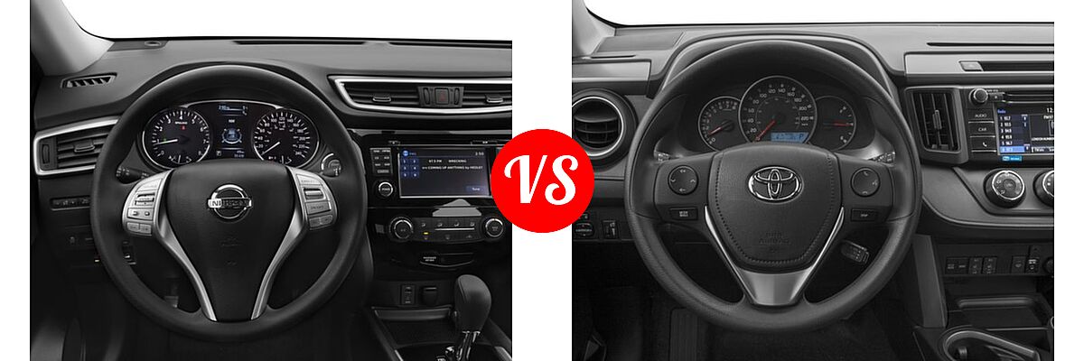 2016 Nissan Rogue SUV S / SV vs. 2016 Toyota RAV4 SUV LE - Dashboard Comparison