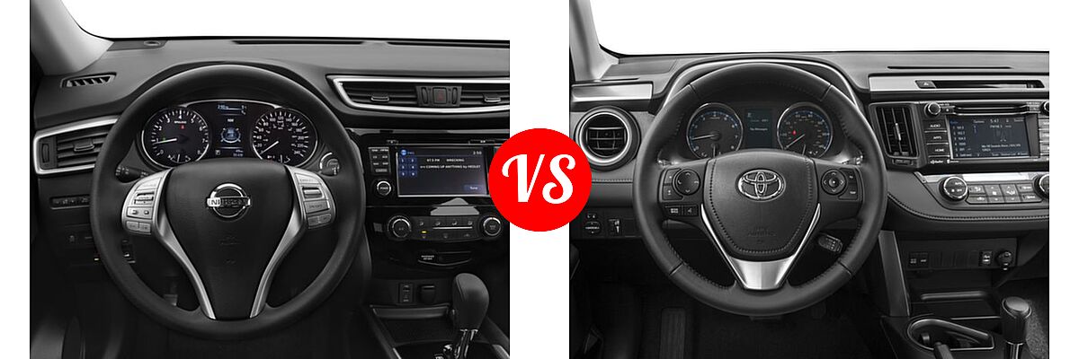 2016 Nissan Rogue SUV S / SV vs. 2016 Toyota RAV4 SUV XLE - Dashboard Comparison