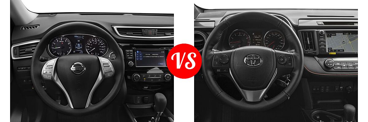 2016 Nissan Rogue SUV S / SV vs. 2016 Toyota RAV4 SUV SE - Dashboard Comparison