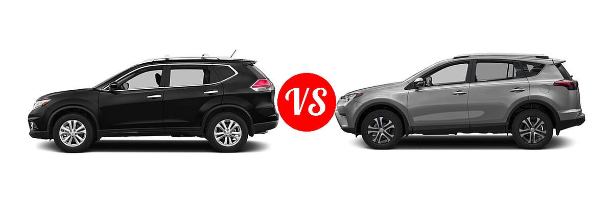 2016 Nissan Rogue SUV S / SV vs. 2016 Toyota RAV4 SUV LE - Side Comparison