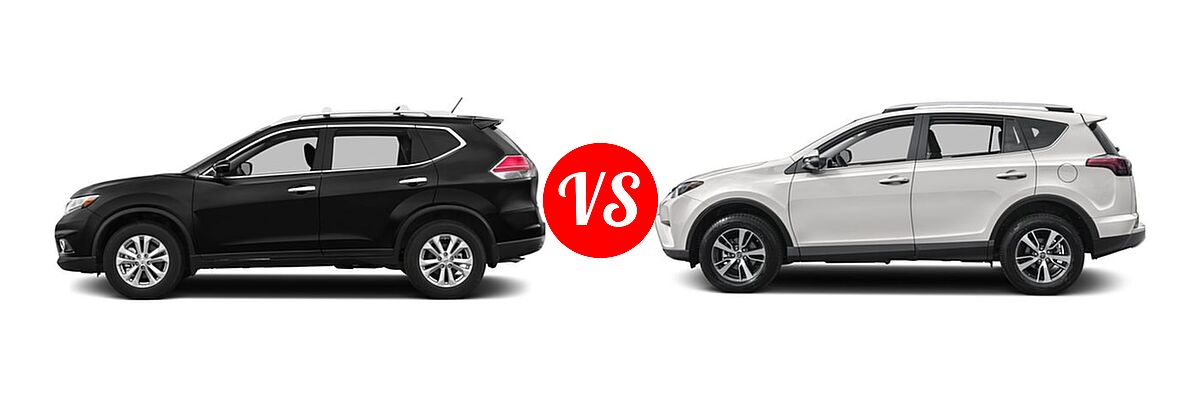 2016 Nissan Rogue SUV S / SV vs. 2016 Toyota RAV4 SUV XLE - Side Comparison