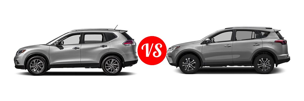 2016 Nissan Rogue SUV SL vs. 2016 Toyota RAV4 SUV LE - Side Comparison