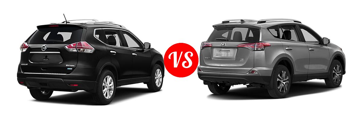 2016 Nissan Rogue SUV S / SV vs. 2016 Toyota RAV4 SUV LE - Rear Right Comparison