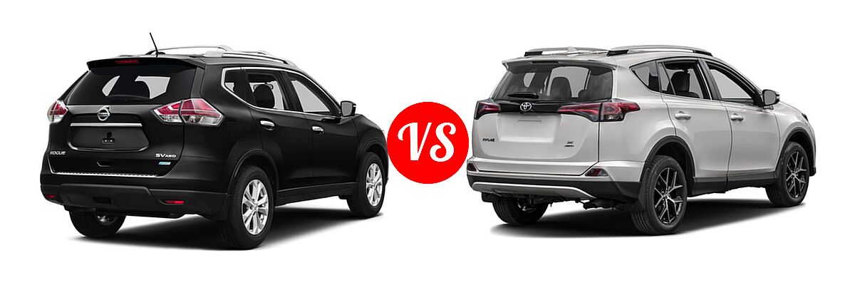 2016 Nissan Rogue SUV S / SV vs. 2016 Toyota RAV4 SUV SE - Rear Right Comparison