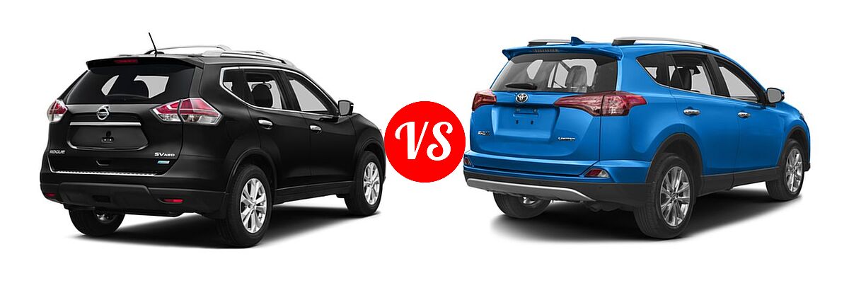 2016 Nissan Rogue SUV S / SV vs. 2016 Toyota RAV4 SUV Limited - Rear Right Comparison