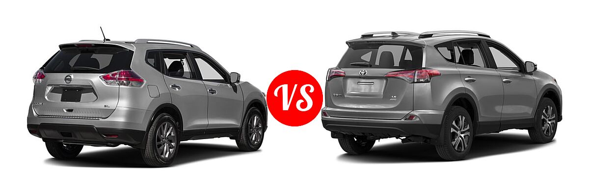 2016 Nissan Rogue SUV SL vs. 2016 Toyota RAV4 SUV LE - Rear Right Comparison