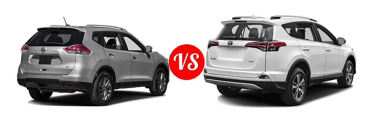 2016 Nissan Rogue SUV SL vs. 2016 Toyota RAV4 SUV XLE - Rear Right Comparison