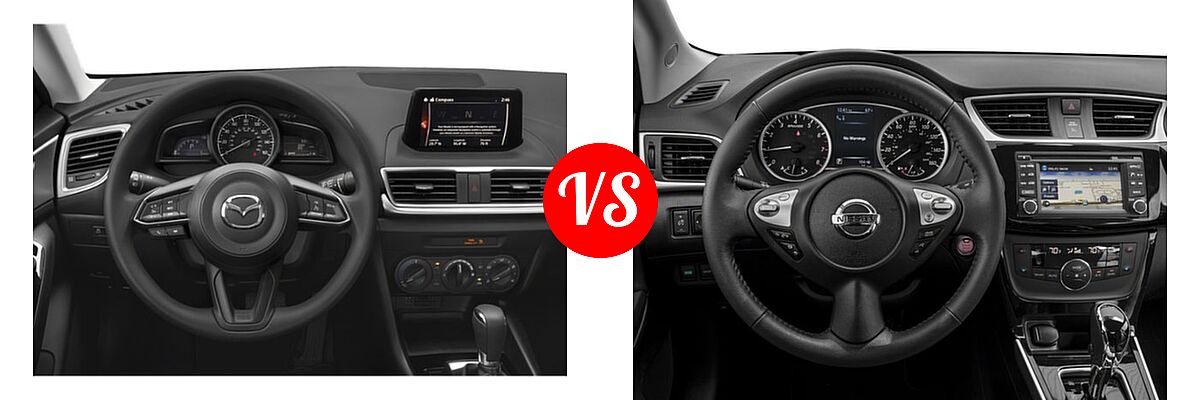 2018 Mazda 3 Sedan Sport vs. 2018 Nissan Sentra Sedan SL - Dashboard Comparison