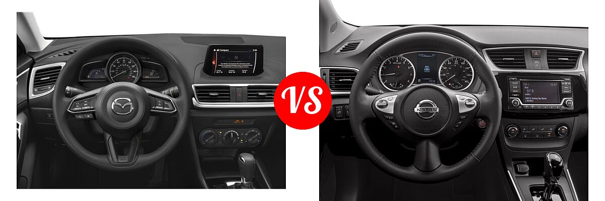 2018 Mazda 3 Sedan Sport vs. 2018 Nissan Sentra Sedan S / SV - Dashboard Comparison