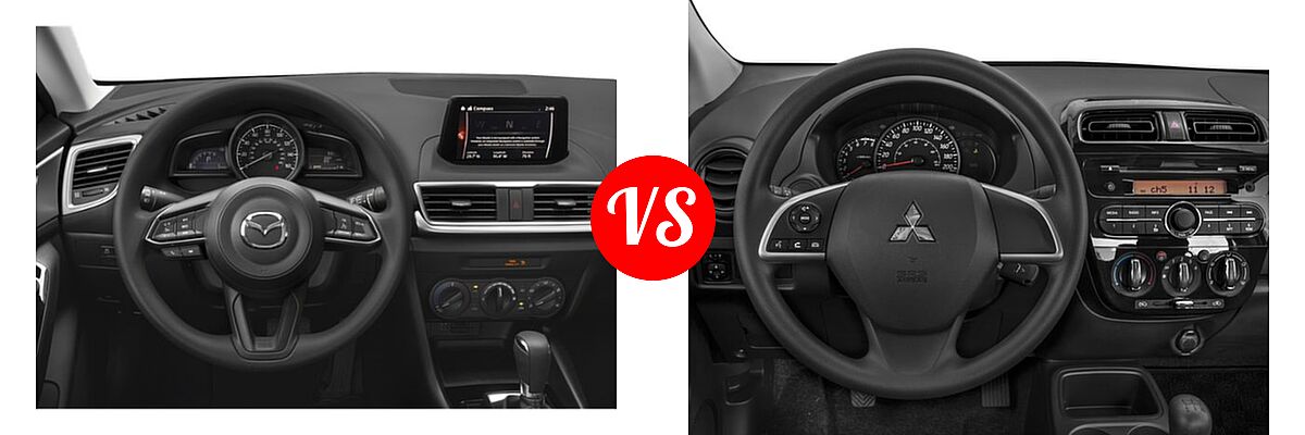 2018 Mazda 3 Sedan Sport vs. 2018 Mitsubishi Mirage G4 Sedan ES / SE - Dashboard Comparison
