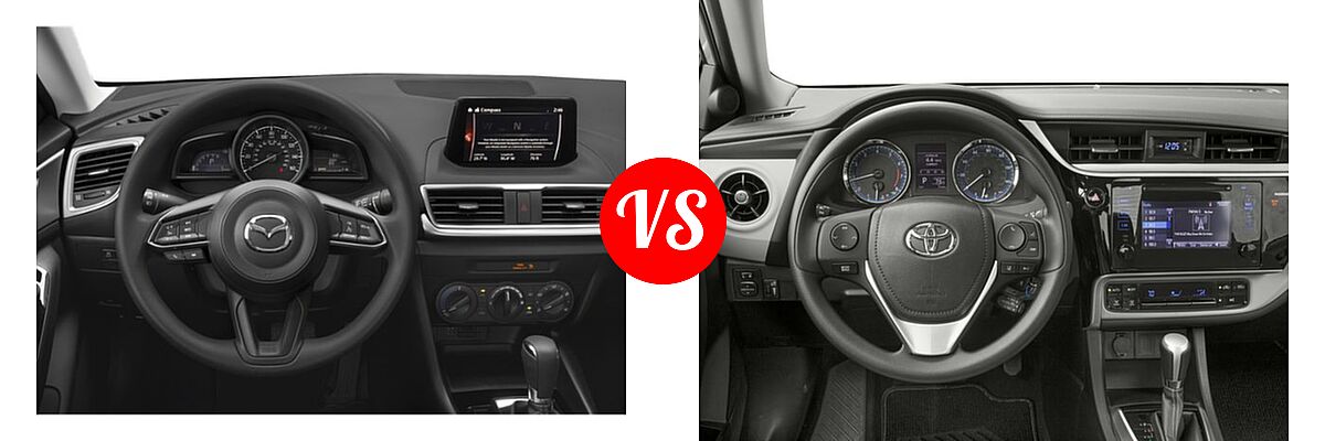 2018 Mazda 3 Sedan Sport vs. 2018 Toyota Corolla Sedan L / LE / LE Eco / LE Eco w/Package 1 / XLE - Dashboard Comparison
