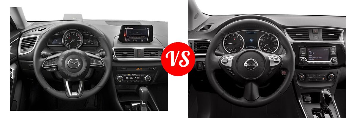 2018 Mazda 3 Sedan Grand Touring vs. 2018 Nissan Sentra Sedan S / SV - Dashboard Comparison