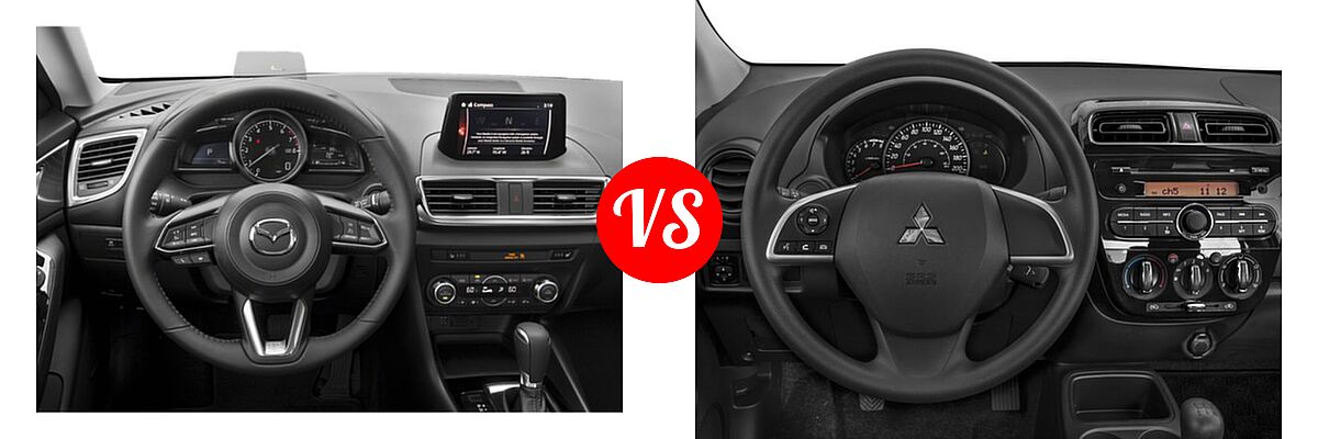 2018 Mazda 3 Sedan Grand Touring vs. 2018 Mitsubishi Mirage G4 Sedan ES / SE - Dashboard Comparison