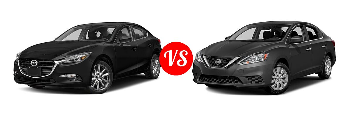 2018 Mazda 3 Sedan Grand Touring vs. 2018 Nissan Sentra Sedan S / SV - Front Left Comparison