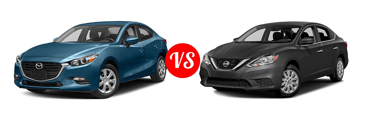 2018 Mazda 3 Sedan Sport vs. 2018 Nissan Sentra Sedan S / SV - Front Left Comparison